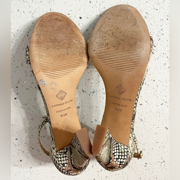 Antonio Melani Women’s Snakeskin Print Leather Ankle Strap Heels Size 8.5M - Picture 15 of 15